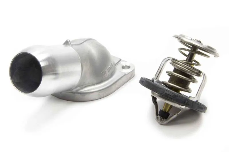 Chevrolet Performance 1-1/2" ID Hose Water Neck and Thermostat 186 Degree Thermostat Replacement Aluminum - Natural
