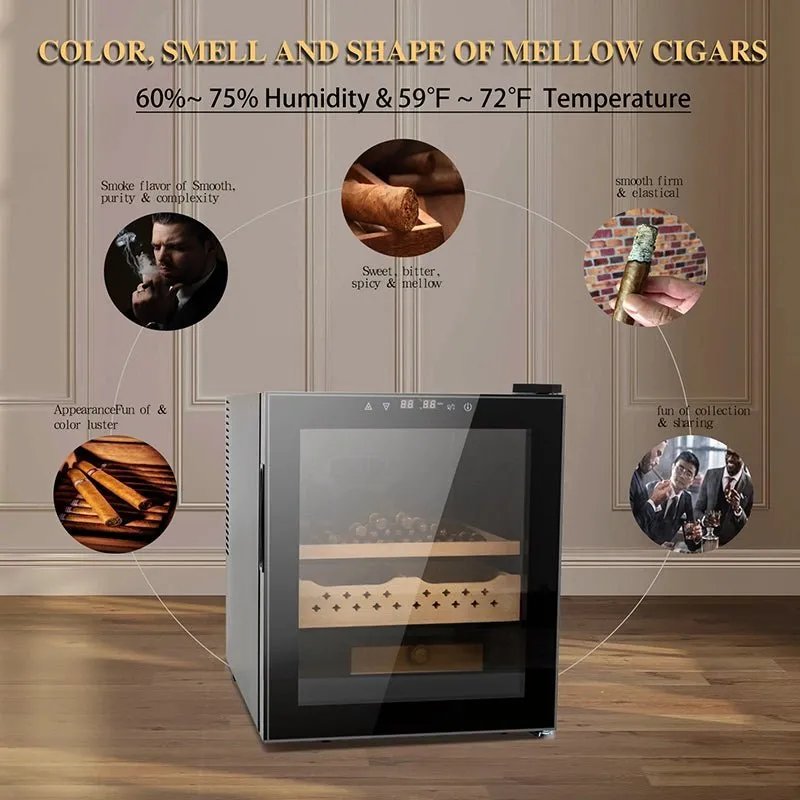 Cigar Humidors with 3-IN-1 Cooling - Heating & Humidity Control, 250 Counts Capacity Cigar Humidor Humidifiers with Constant Temperature Controller (50L)