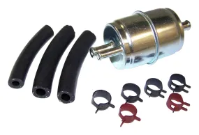 Crown Automotive Jeep Replacement J8129383 Fuel Filter Kit; Single Inlet; Dual Outlet; Incl. Filter/Clamps/2 Sections Hose;