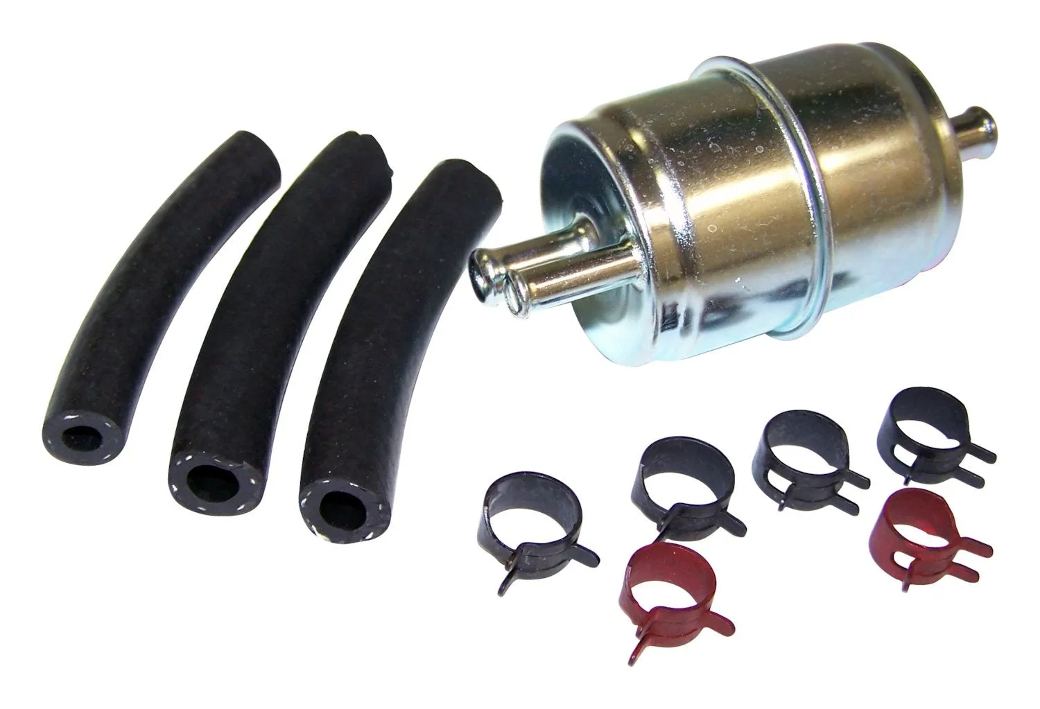Crown Automotive Jeep Replacement J8129383 Fuel Filter Kit; Single Inlet; Dual Outlet; Incl. Filter/Clamps/2 Sections Hose;