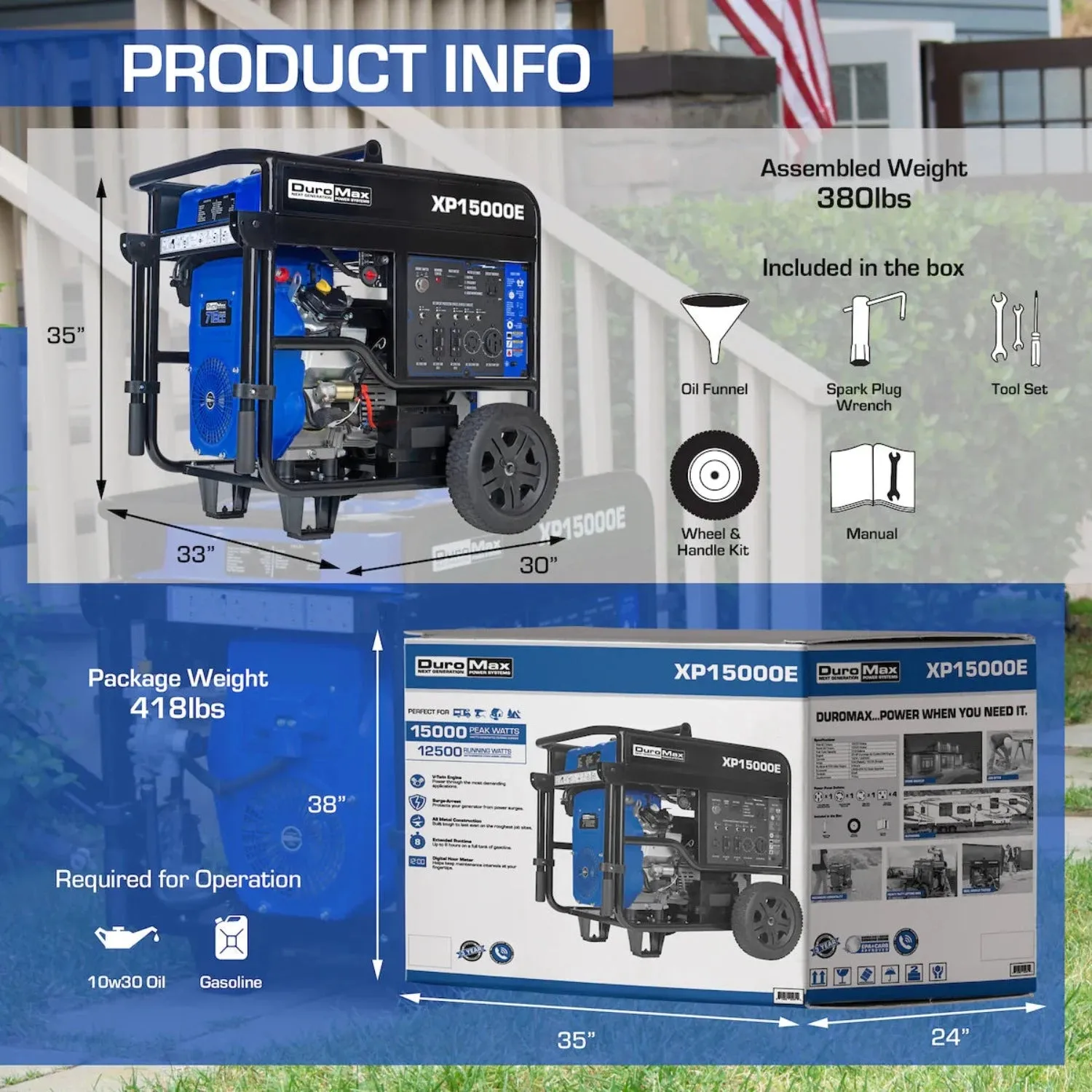DuroMax XP15000E Gasoline Portable Generator | 15,000 Watts