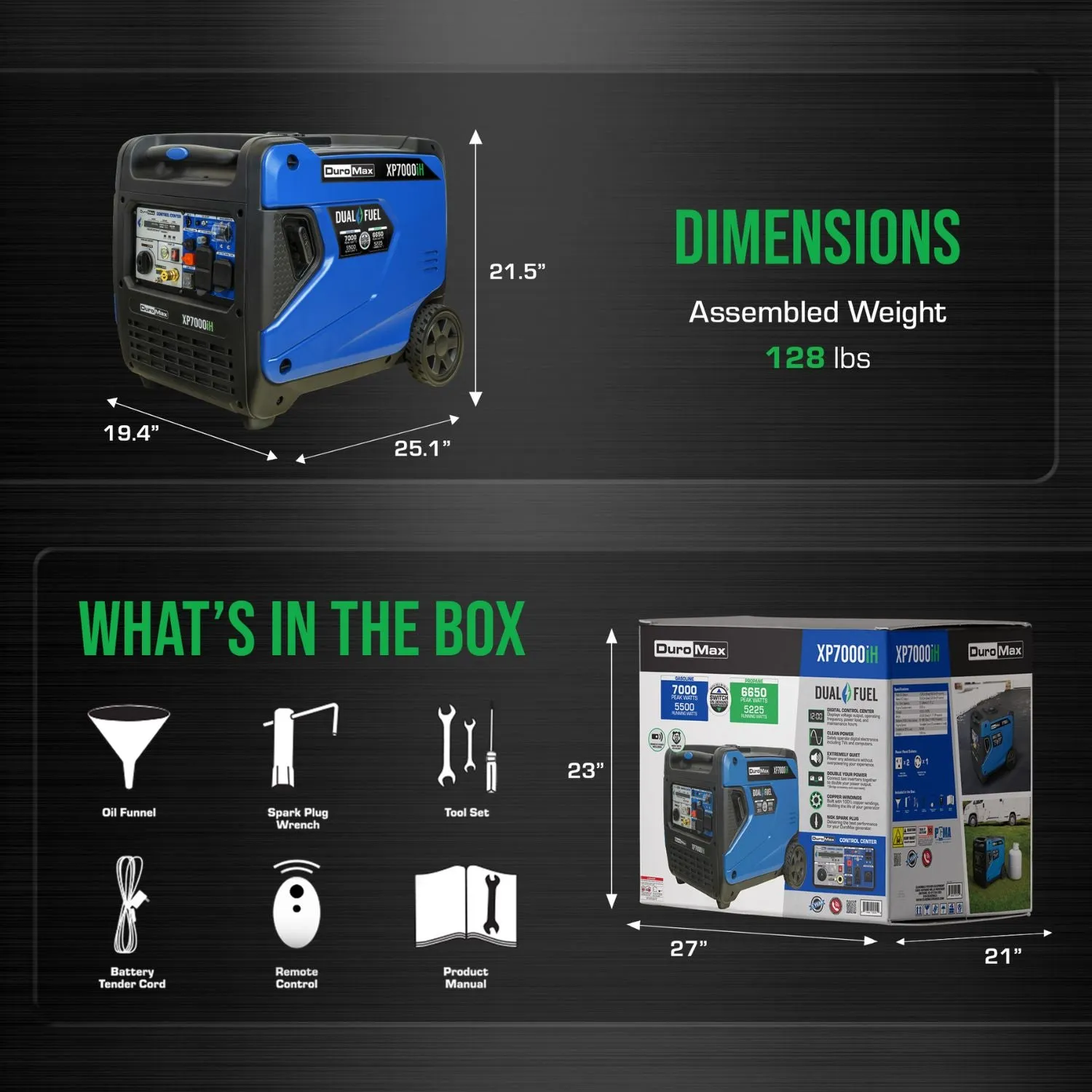 DuroMax XP7000iH Portable Dual Fuel Inverter Generator w/ CO Alert | 7000 Watts