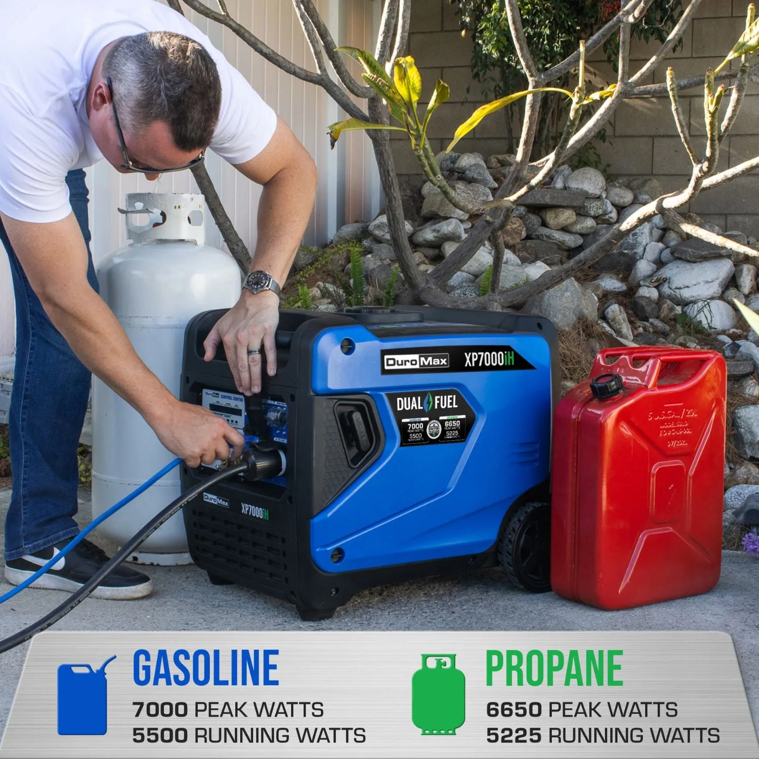 DuroMax XP7000iH Portable Dual Fuel Inverter Generator w/ CO Alert | 7000 Watts