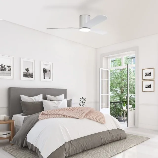Eglo Iluka 52 Inch DC Fan 18W LED Tri-Col White Hugger
