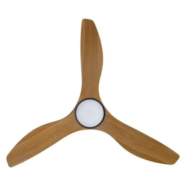 Eglo Surf 52in 132cm Ceiling Fan with 20W LED CCT Light - Black with Teak Finish