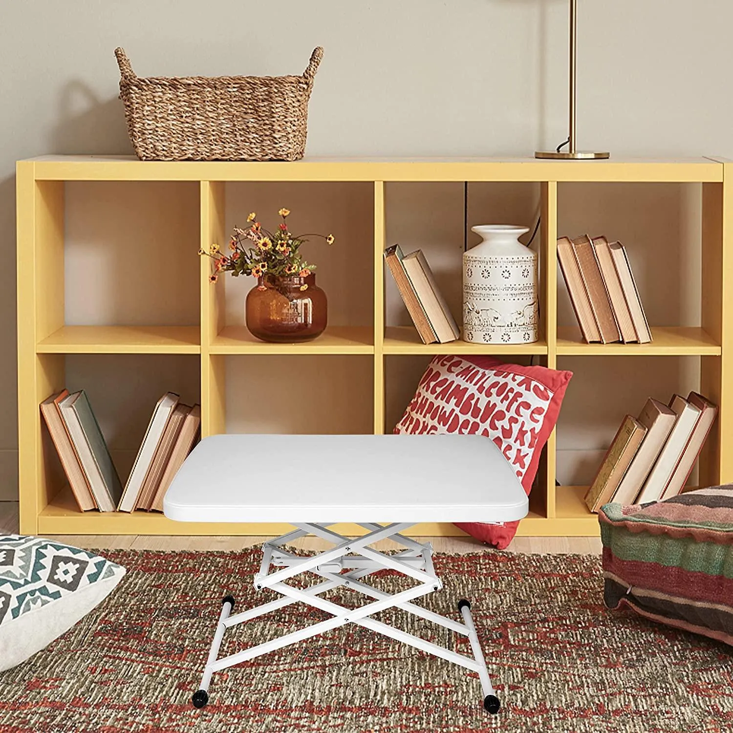 Folding 4 Height Adjustable Dinner Table Portable Lightweight Extendable Coffee Table