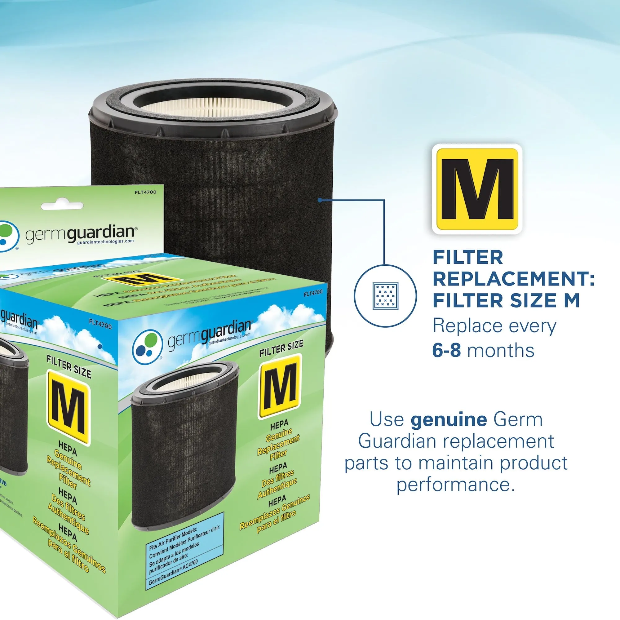 GermGuardian Air Purifier with HEPA Filter, UV-C, Removes Odors, Smoke, Mold, 150 Sq. ft, AC4700BDLX