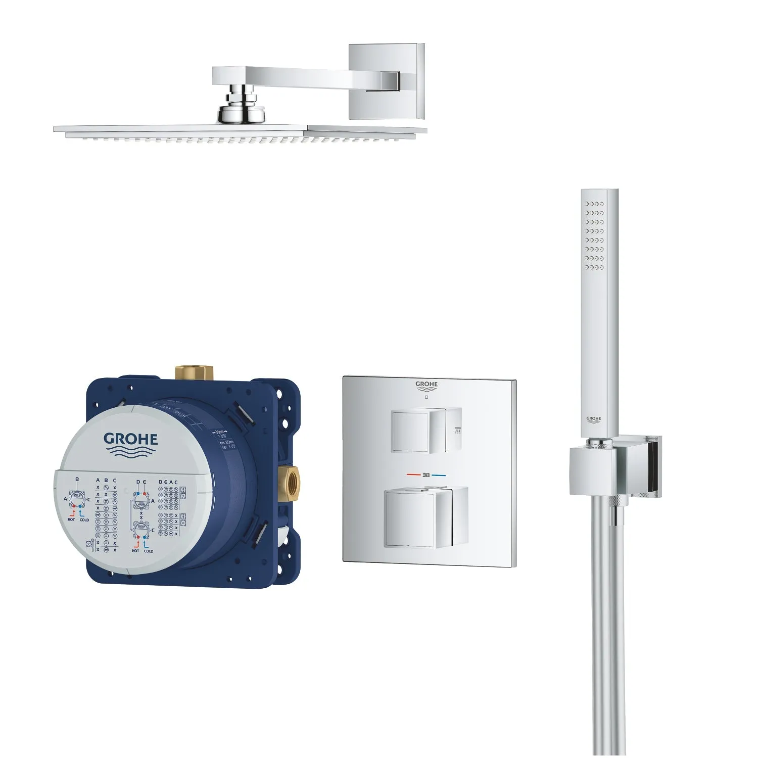 Grohe Chrome Grohtherm Cube Perfect shower set with Rainshower Allure 230