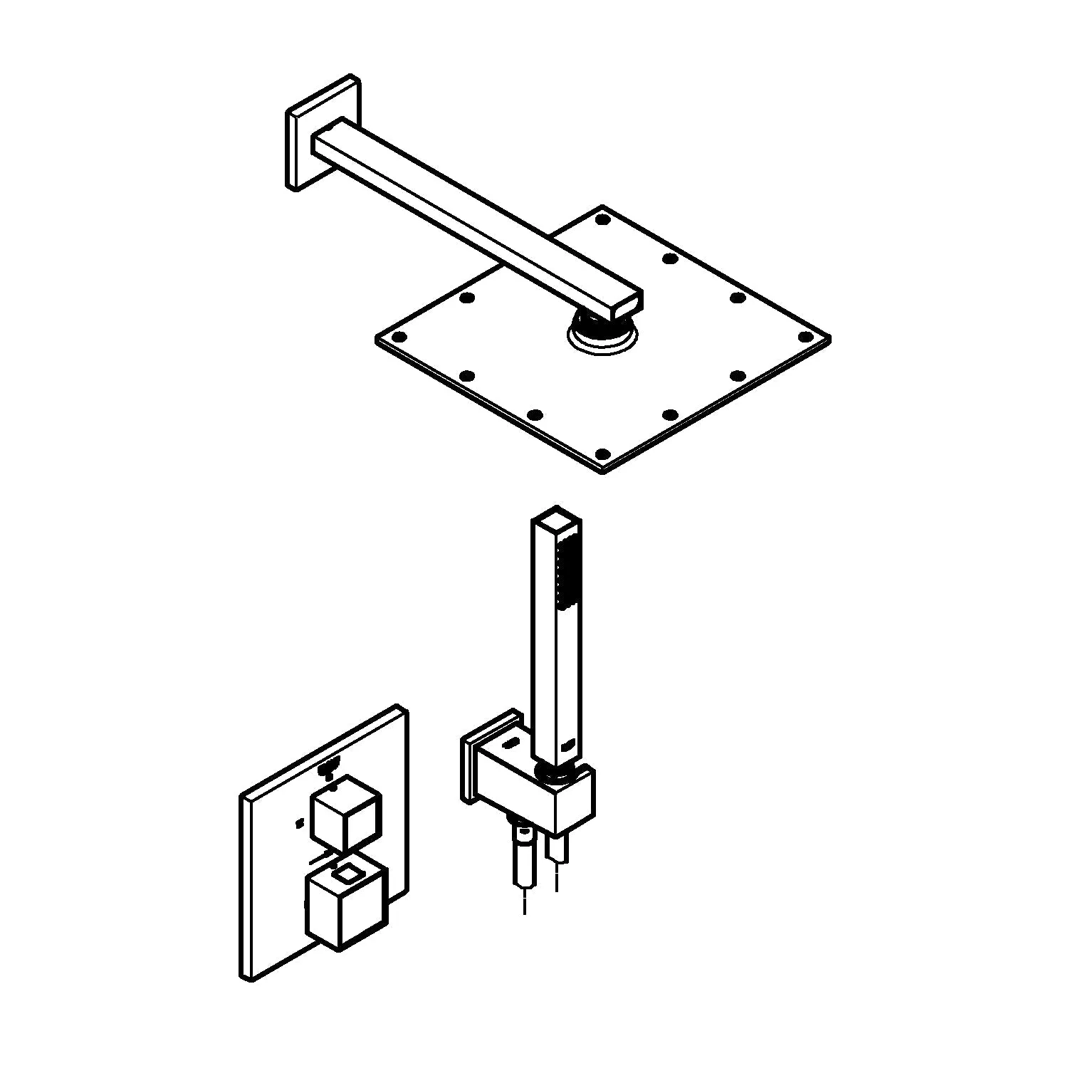 Grohe Chrome Grohtherm Cube Perfect shower set with Rainshower Allure 230
