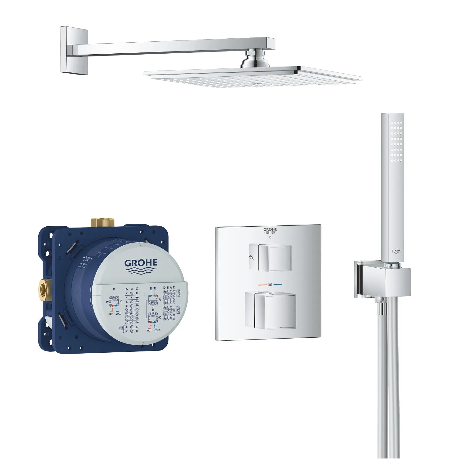 Grohe Chrome Grohtherm Cube Perfect shower set with Rainshower Allure 230
