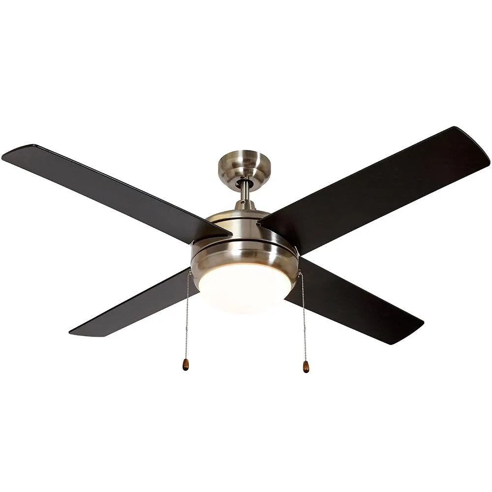 Hamilton Hills Brushed Nickel Ceiling Fan with Light - Contemporary Modern Silver Finish