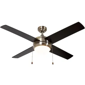 Hamilton Hills Brushed Nickel Ceiling Fan with Light - Contemporary Modern Silver Finish