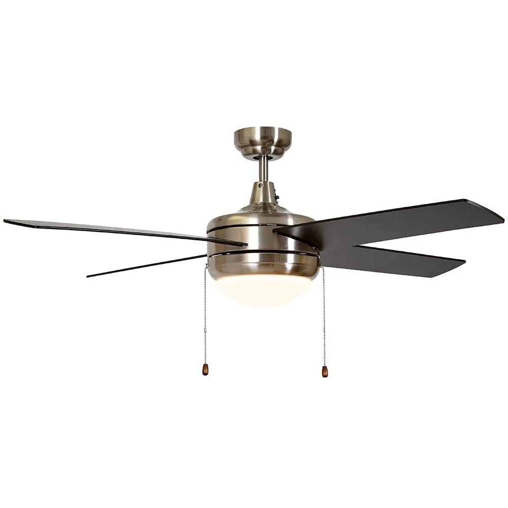 Hamilton Hills Brushed Nickel Ceiling Fan with Light - Contemporary Modern Silver Finish