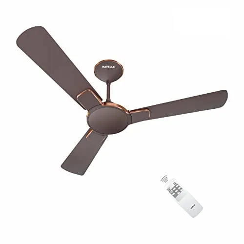 Havells Enticer Decorative BLDC 1200mm Energy Saving with Remote Control 5 Star Ceiling Fan (Brown LT Copper, Pack of 1)