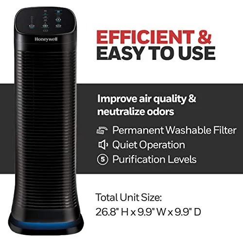 Honeywell HFD320 Air Genius 5 Air Purifier, Large Rooms (250 sq. ft.) Black