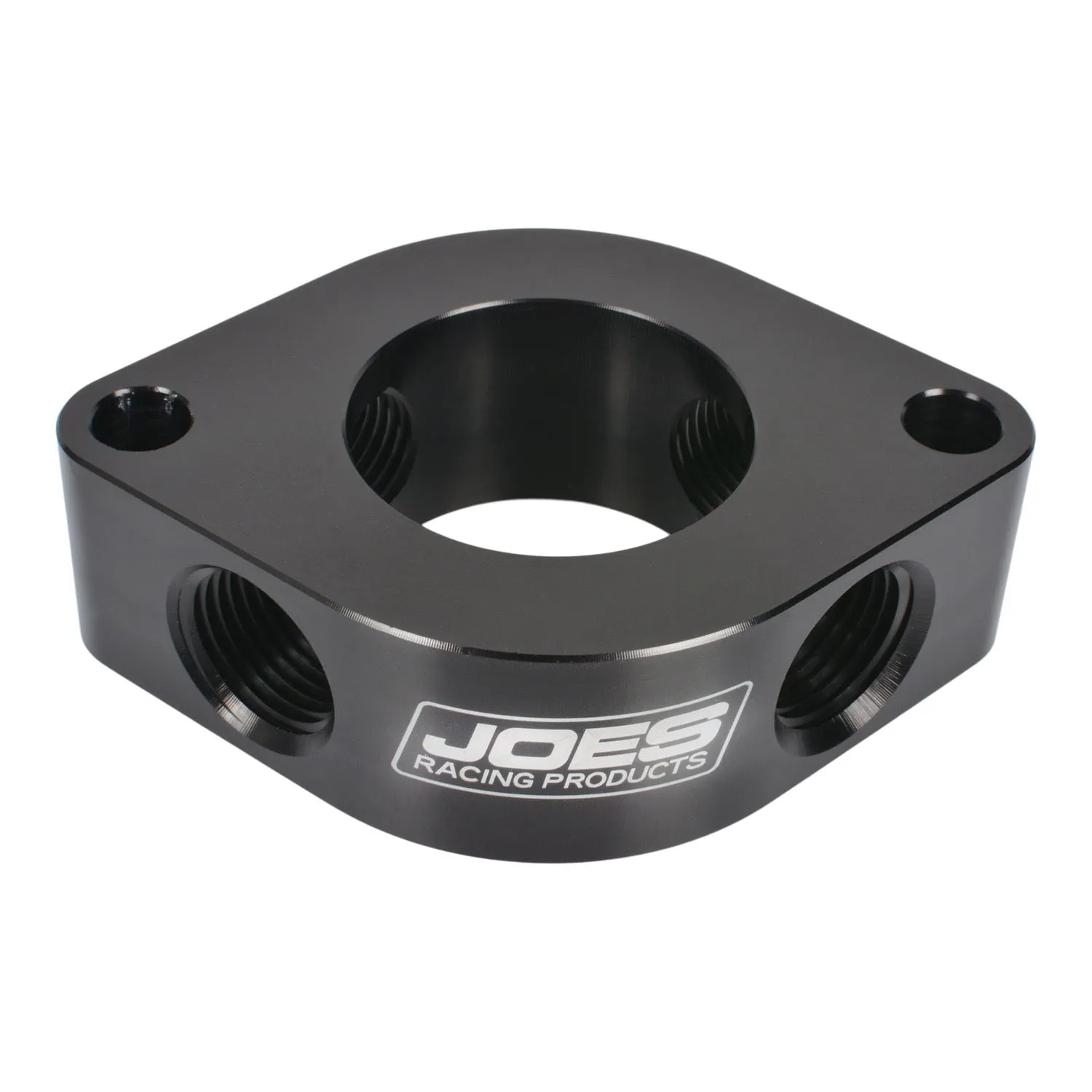 JOES Water Neck Spacer - 1-1/8 in Thick - Four 1/2 in NPT Female Ports - Black - Chevy V8
