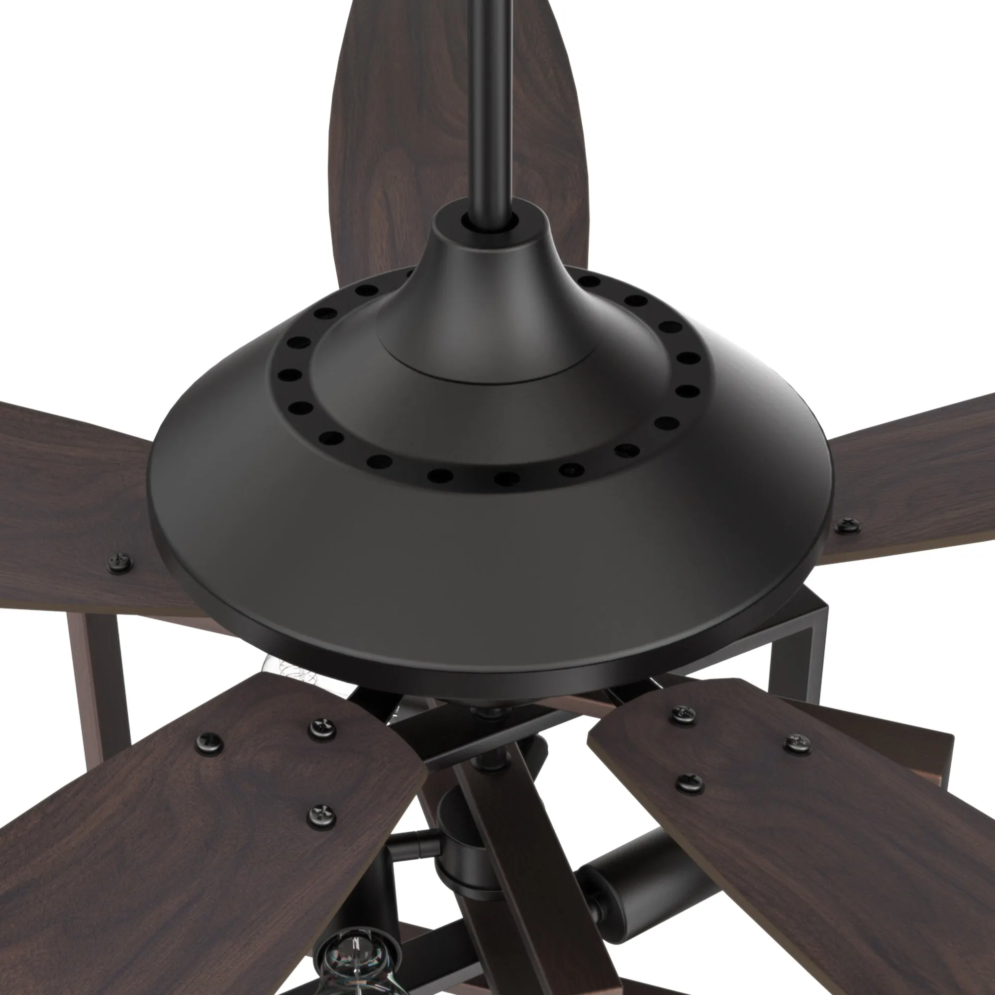 KARSON 52 inch 5-Blade Ceiling Fan with Light & Remote, Industrial Cage - Black/Dark Wood (Reversible Blades)