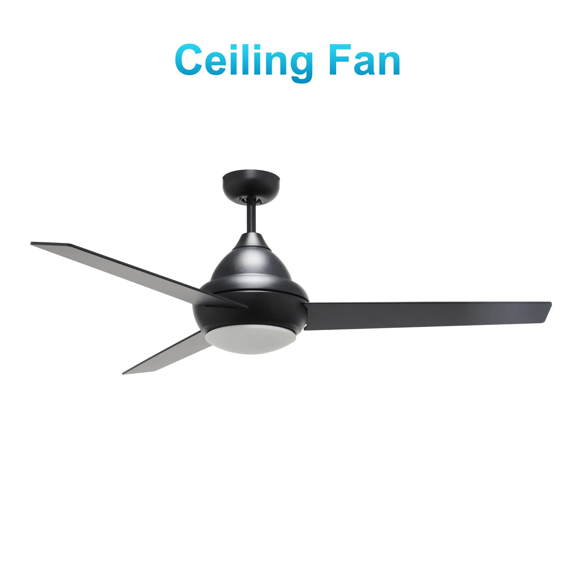 KENDRICK 52 inch 3-Blade Ceiling Fan with LED Light Kit & Remote Control - Black/Black