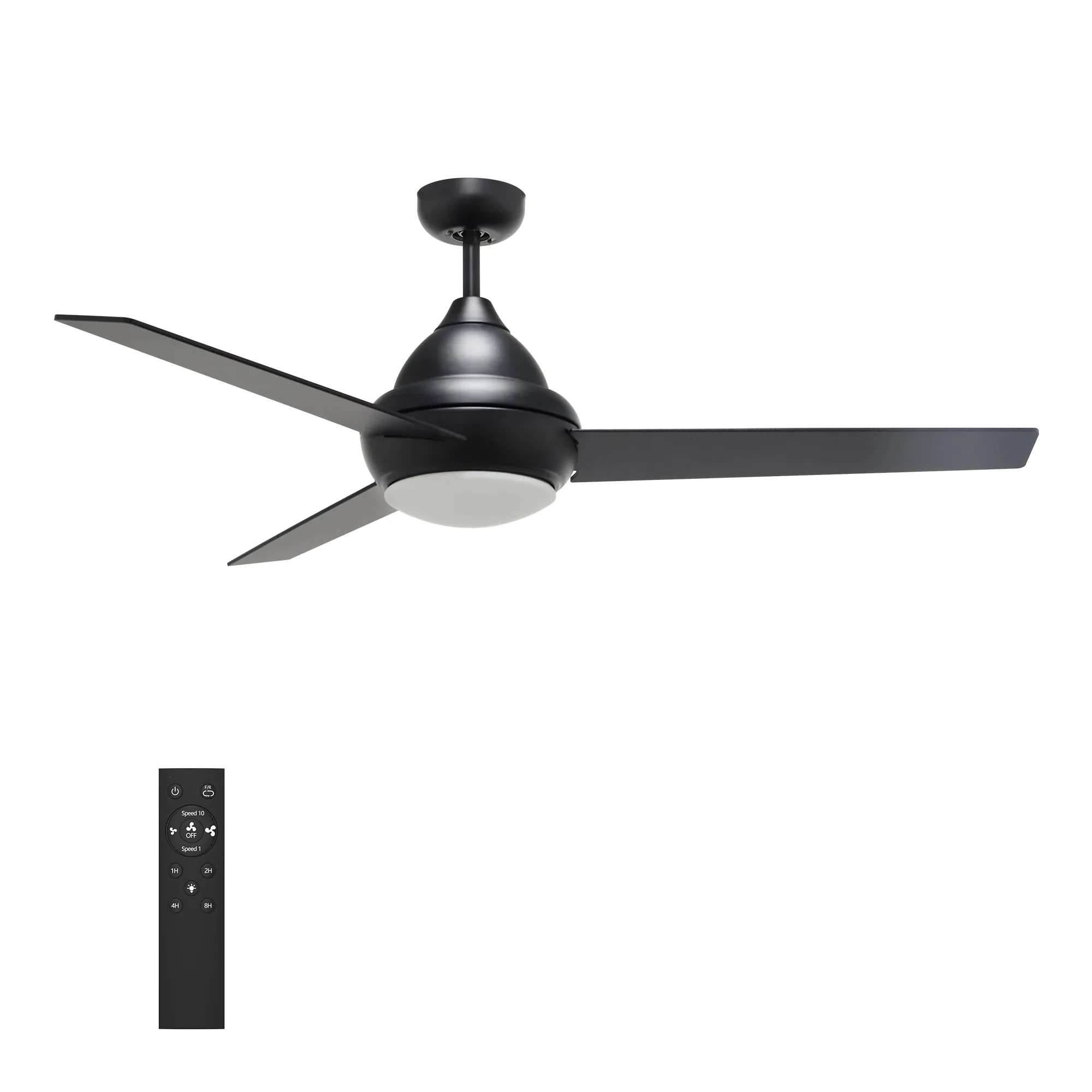 KENDRICK 52 inch 3-Blade Ceiling Fan with LED Light Kit & Remote Control - Black/Black