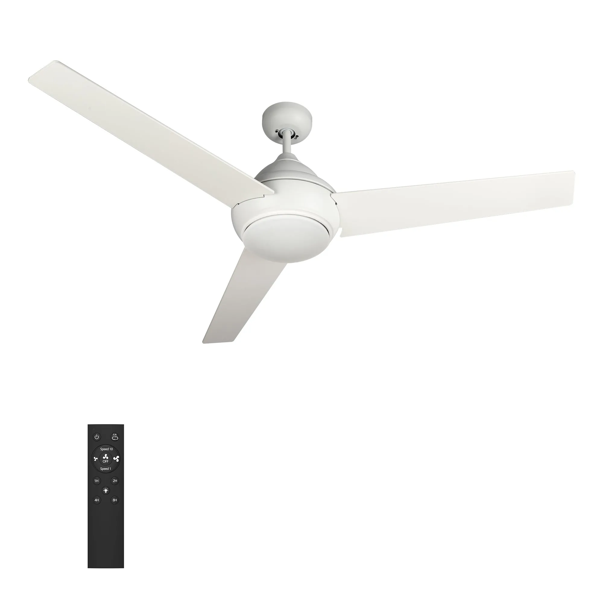 KENDRICK 52 inch 3-Blade Ceiling Fan with LED Light Kit & Remote Control - White/White