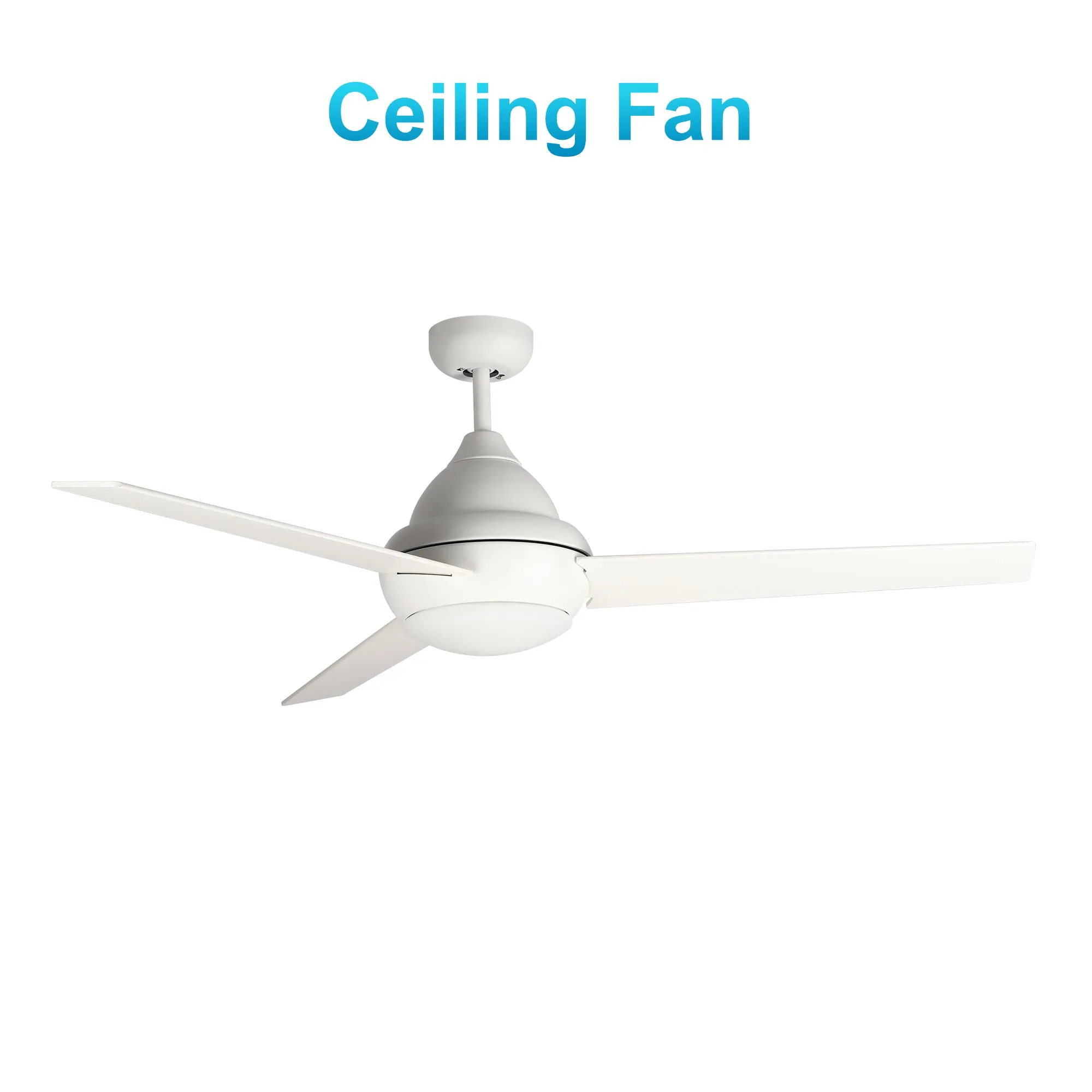 KENDRICK 52 inch 3-Blade Ceiling Fan with LED Light Kit & Remote Control - White/White