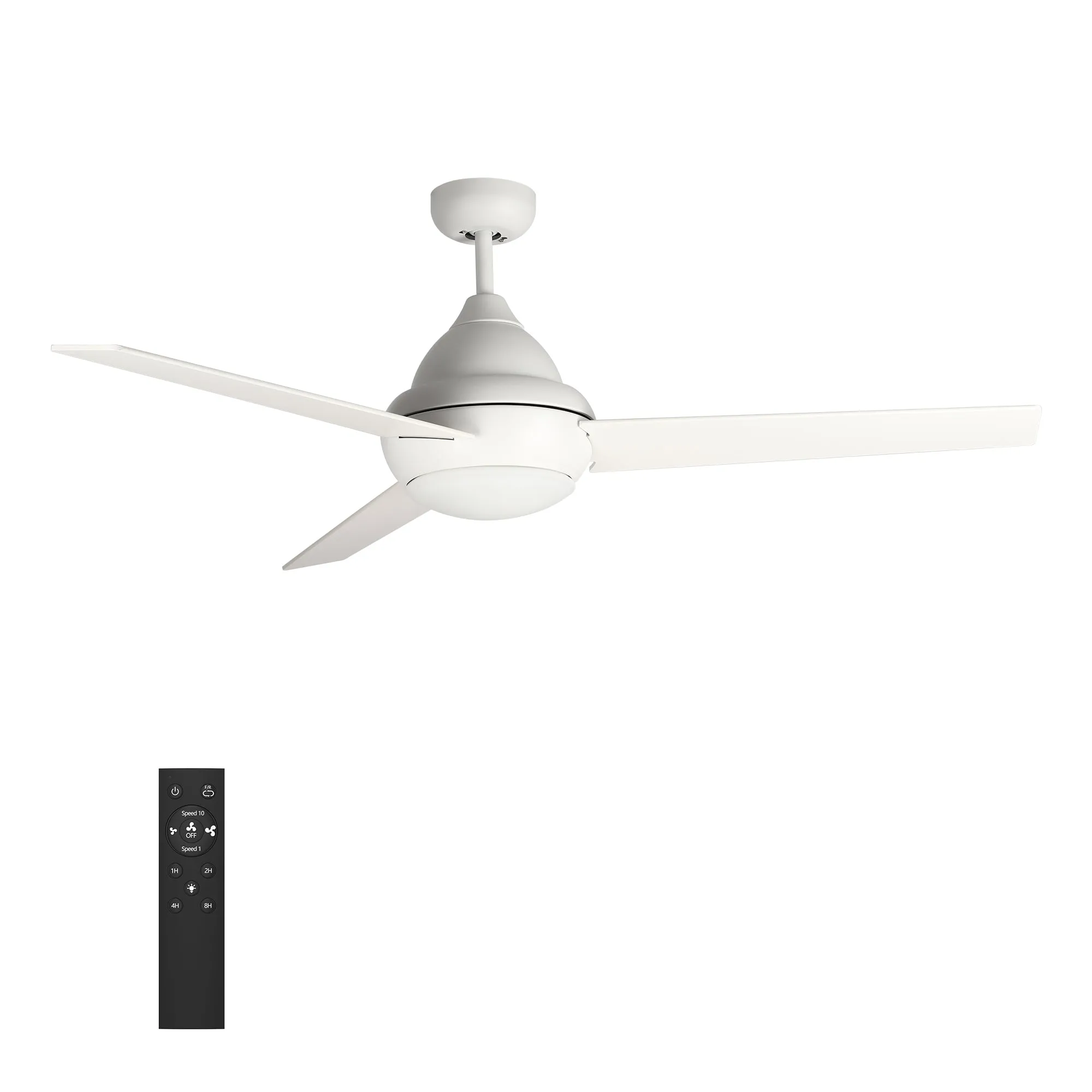 KENDRICK 52 inch 3-Blade Ceiling Fan with LED Light Kit & Remote Control - White/White
