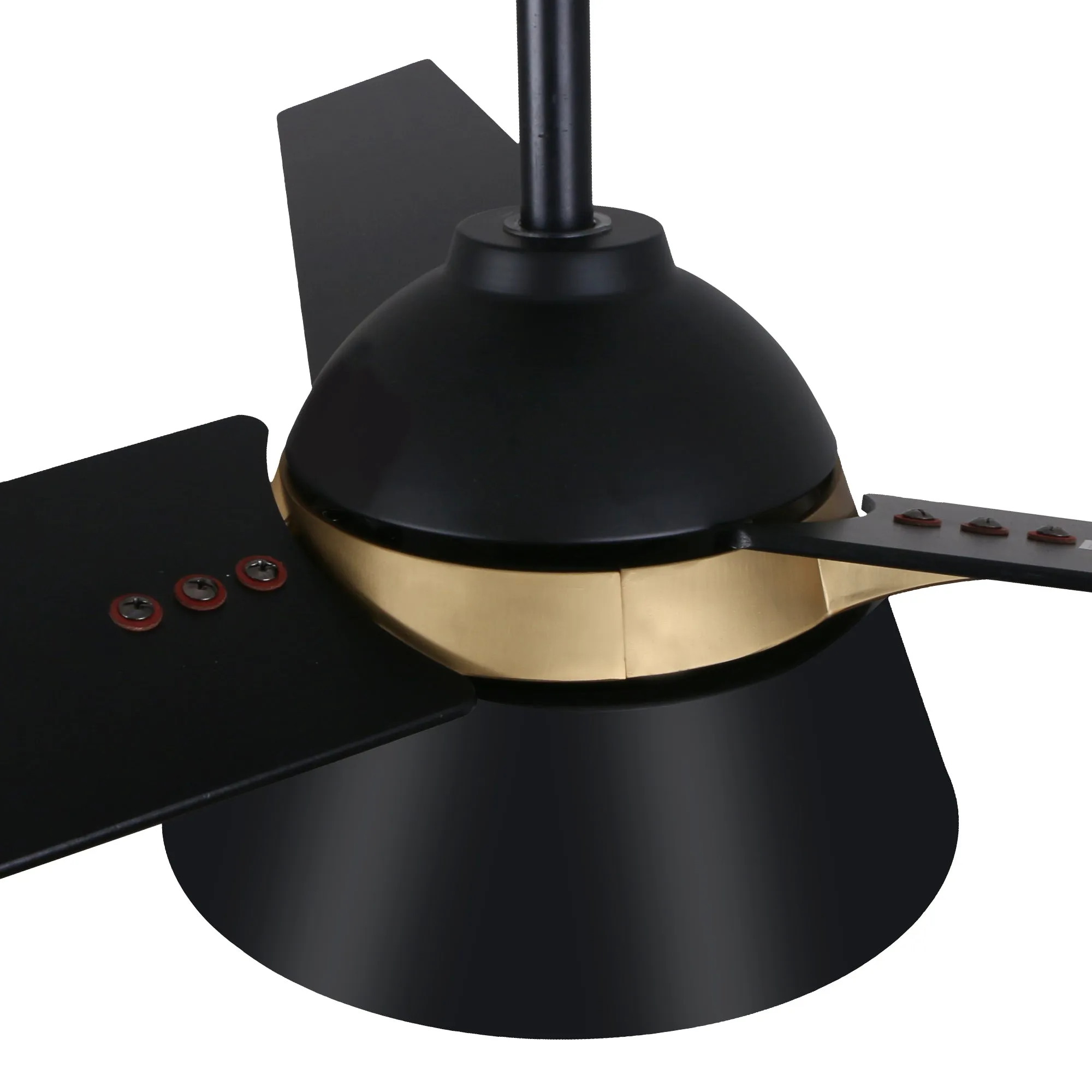 KENORA 48 inch 3-Blade Ceiling Fan with LED Light Kit & Remote Control - Black/Black (Gold Detail)