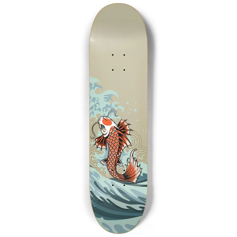Koi on Wave Japanese Skateboard Wall Art