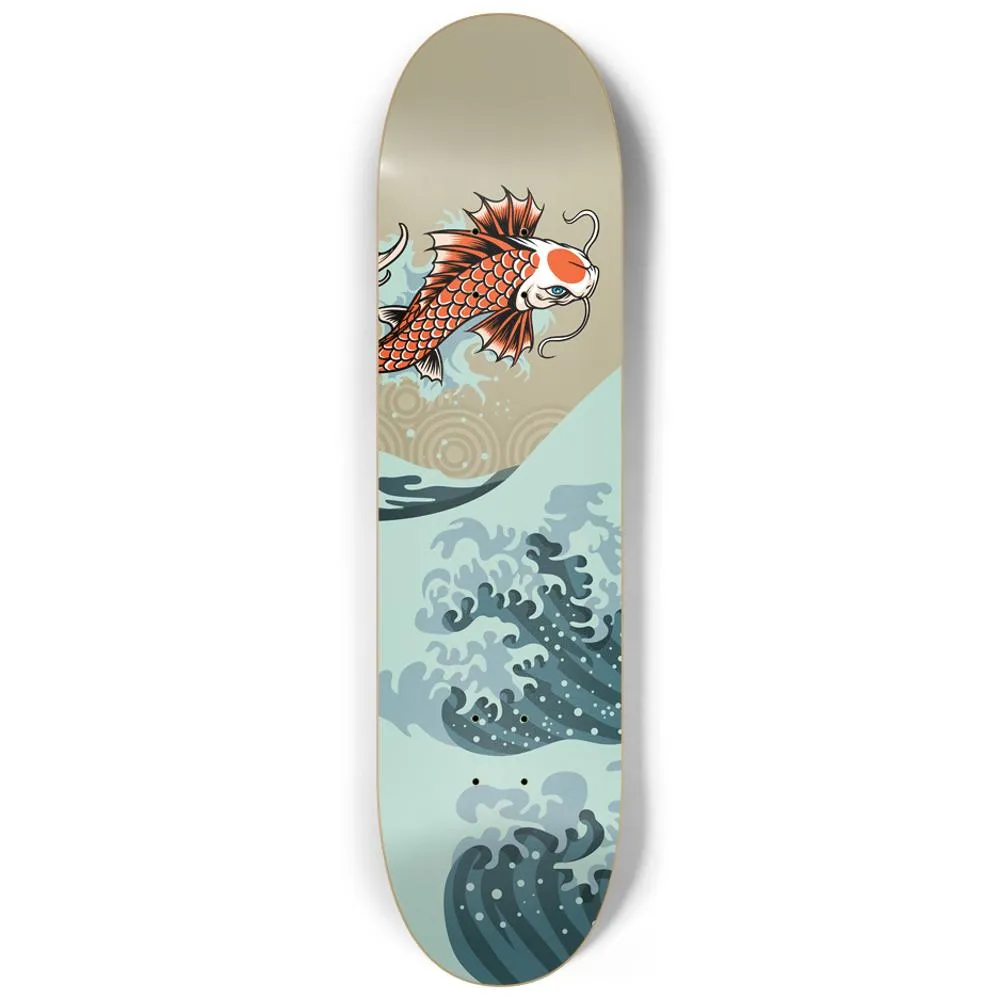 Koi on Wave Japanese Skateboard Wall Art