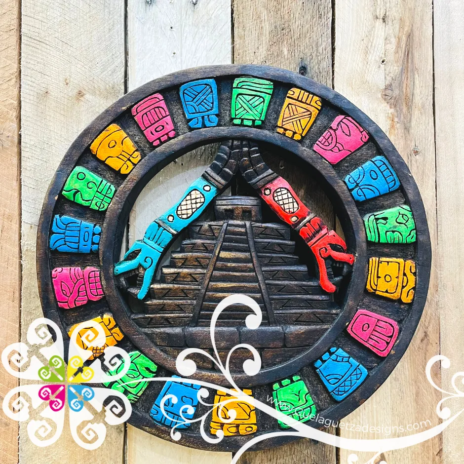 Large Multicolor Hand Carve Mexican Calendars