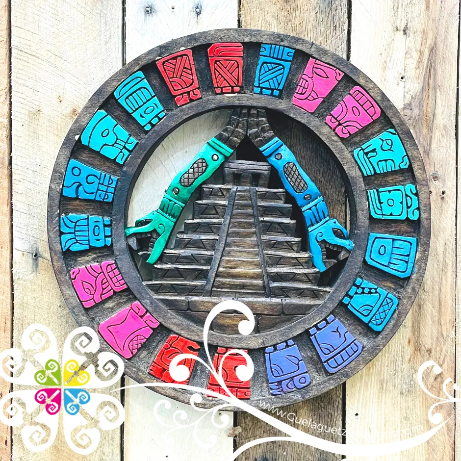 Large Multicolor Hand Carve Mexican Calendars