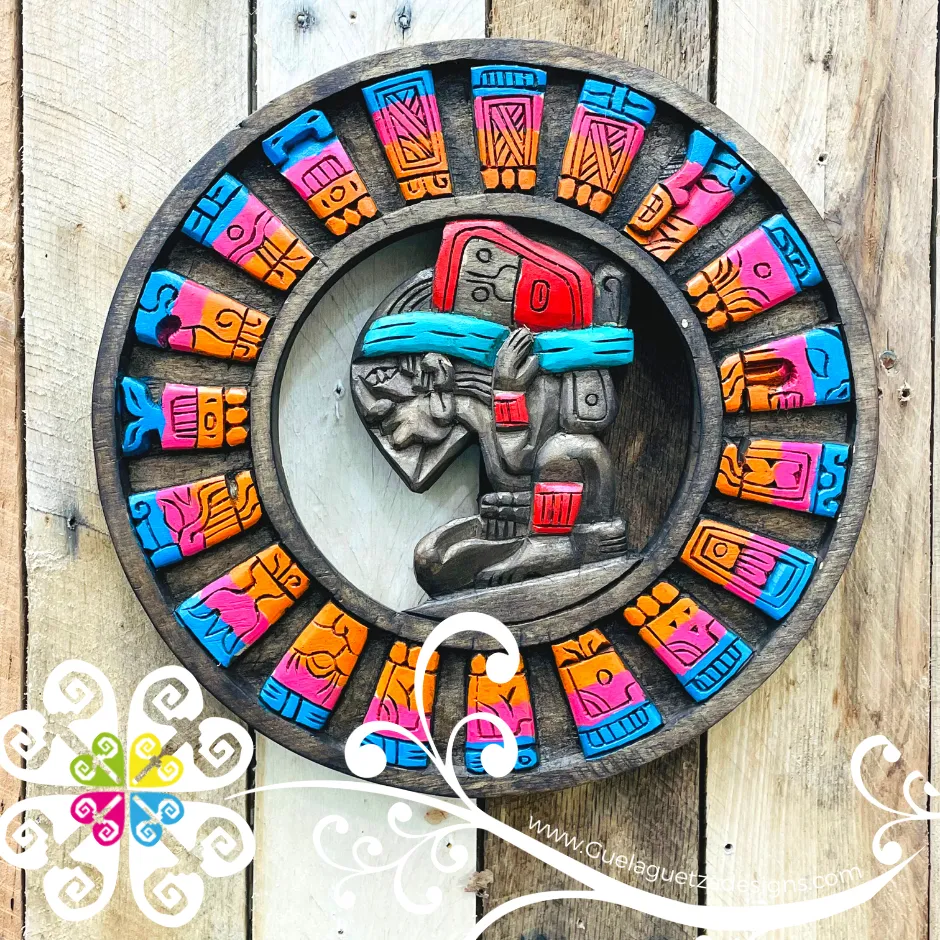 Large Multicolor Hand Carve Mexican Calendars