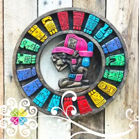 Large Multicolor Hand Carve Mexican Calendars