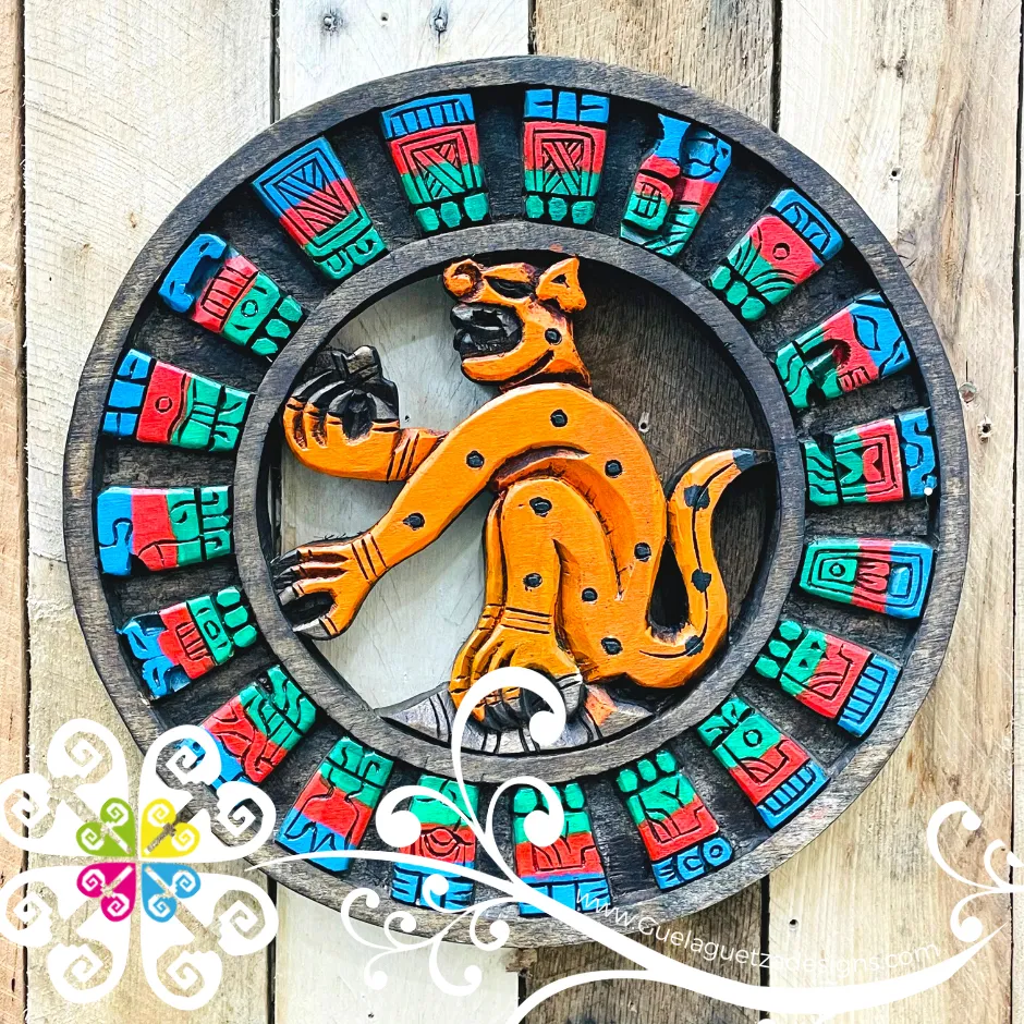 Large Multicolor Hand Carve Mexican Calendars