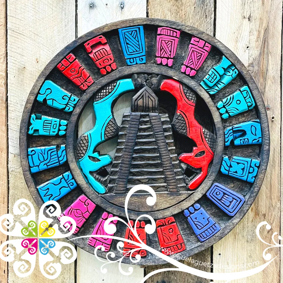 Large Multicolor Hand Carve Mexican Calendars