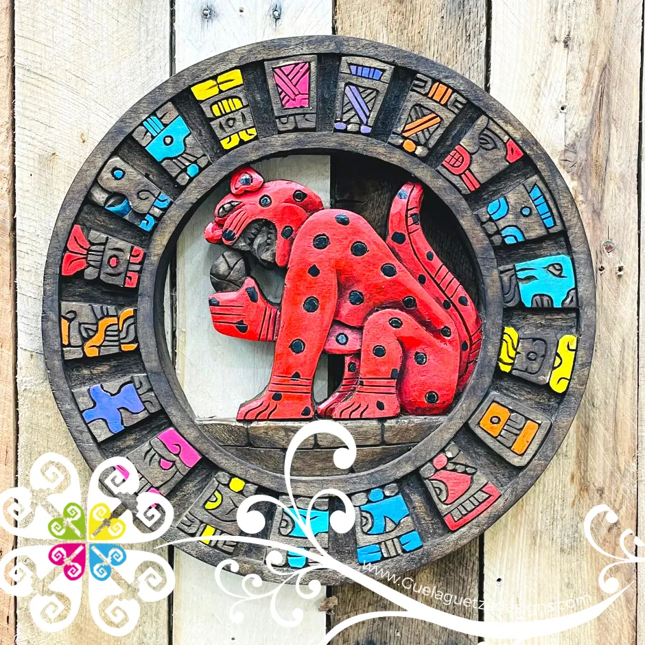 Large Multicolor Hand Carve Mexican Calendars
