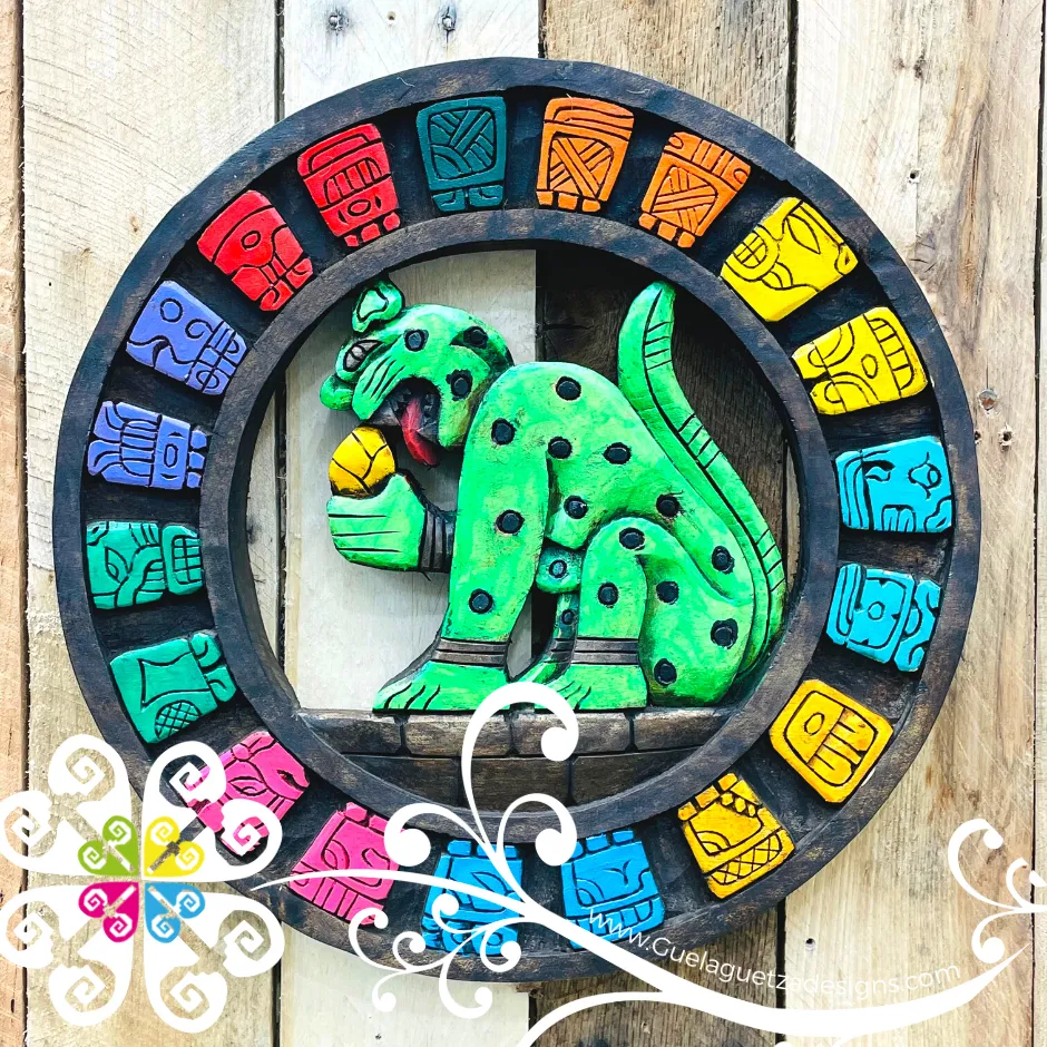 Large Multicolor Hand Carve Mexican Calendars