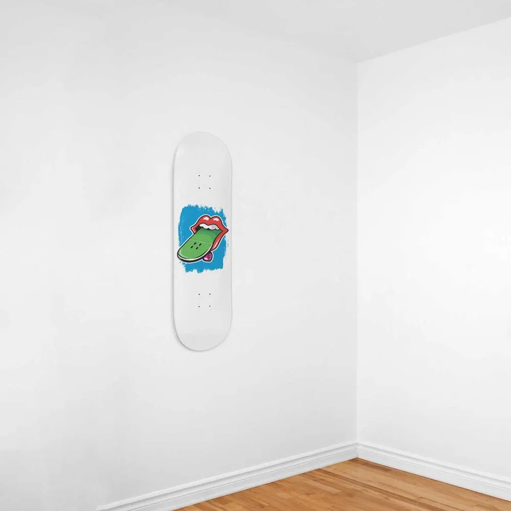 Lips and Tongue Skateboard With White Background | One Deck | Skateboard Wall Art