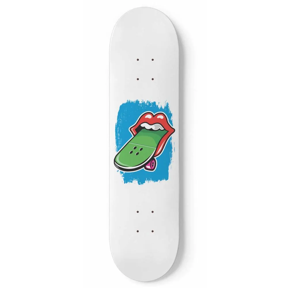 Lips and Tongue Skateboard With White Background | One Deck | Skateboard Wall Art
