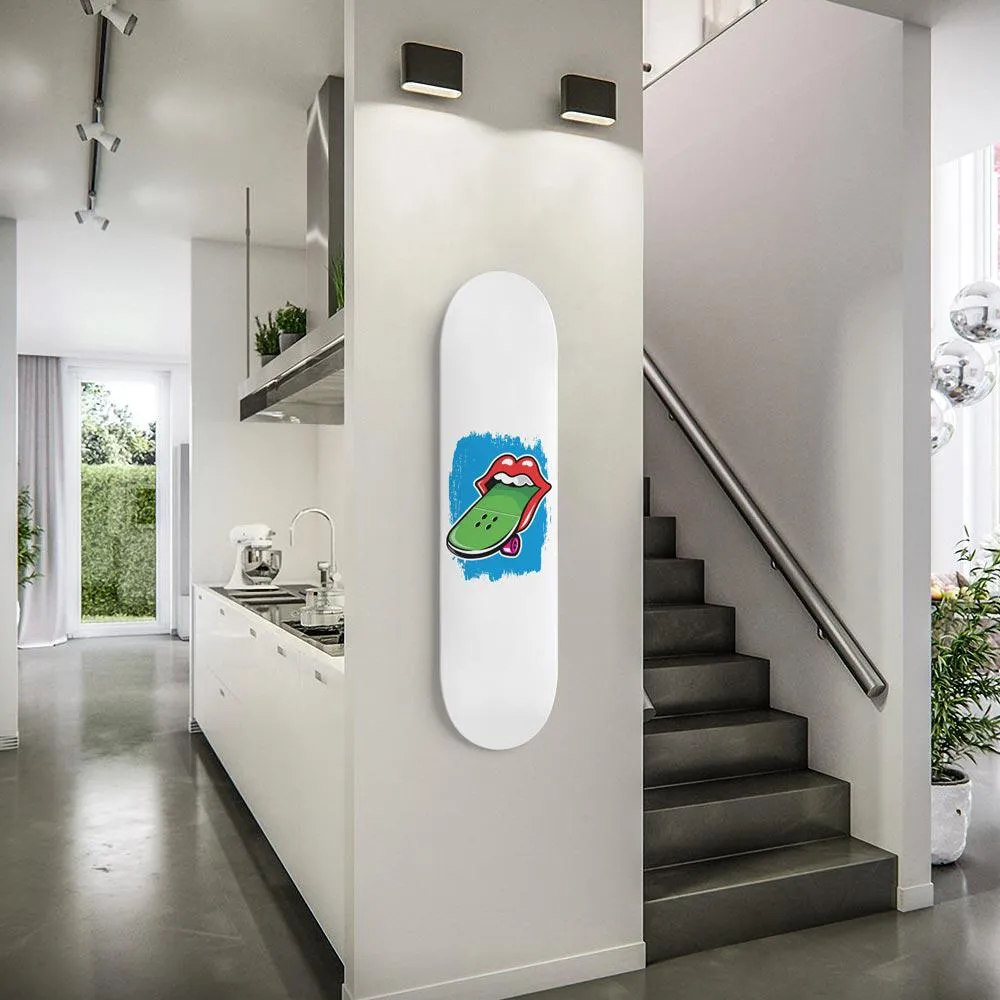 Lips and Tongue Skateboard With White Background | One Deck | Skateboard Wall Art