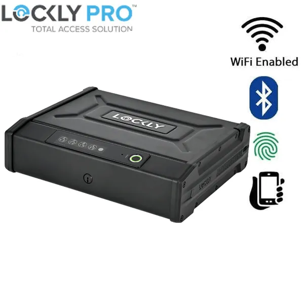 Lockly - PGV528W - Smart Safe - Digital Keypad - Biometric Fingerprint - Wi-Fi - Bluetooth App Controlled - Matte Black