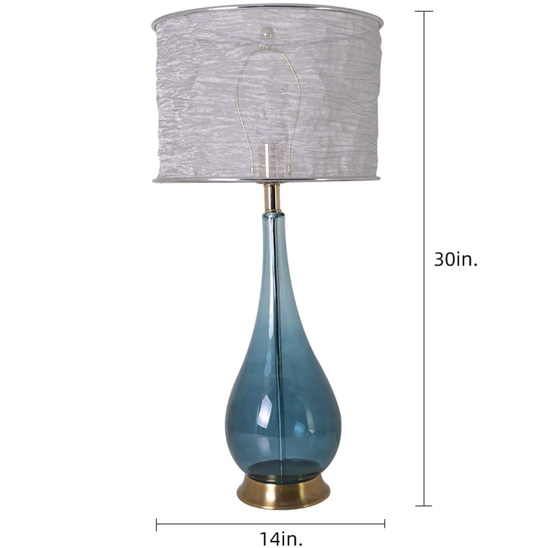 Lola Big Translucent Blue Ombre Glass Table Lamp 30" - Blue Ombre/Silver Yarn Shade (Set of 2)