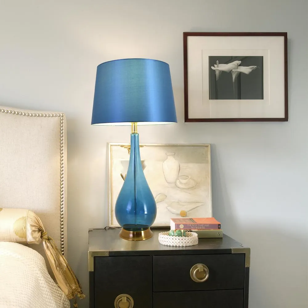 Lola Big Translucent Ombre Glass Table Lamp 30" - Blue Ombre/Blue (Set of 2)