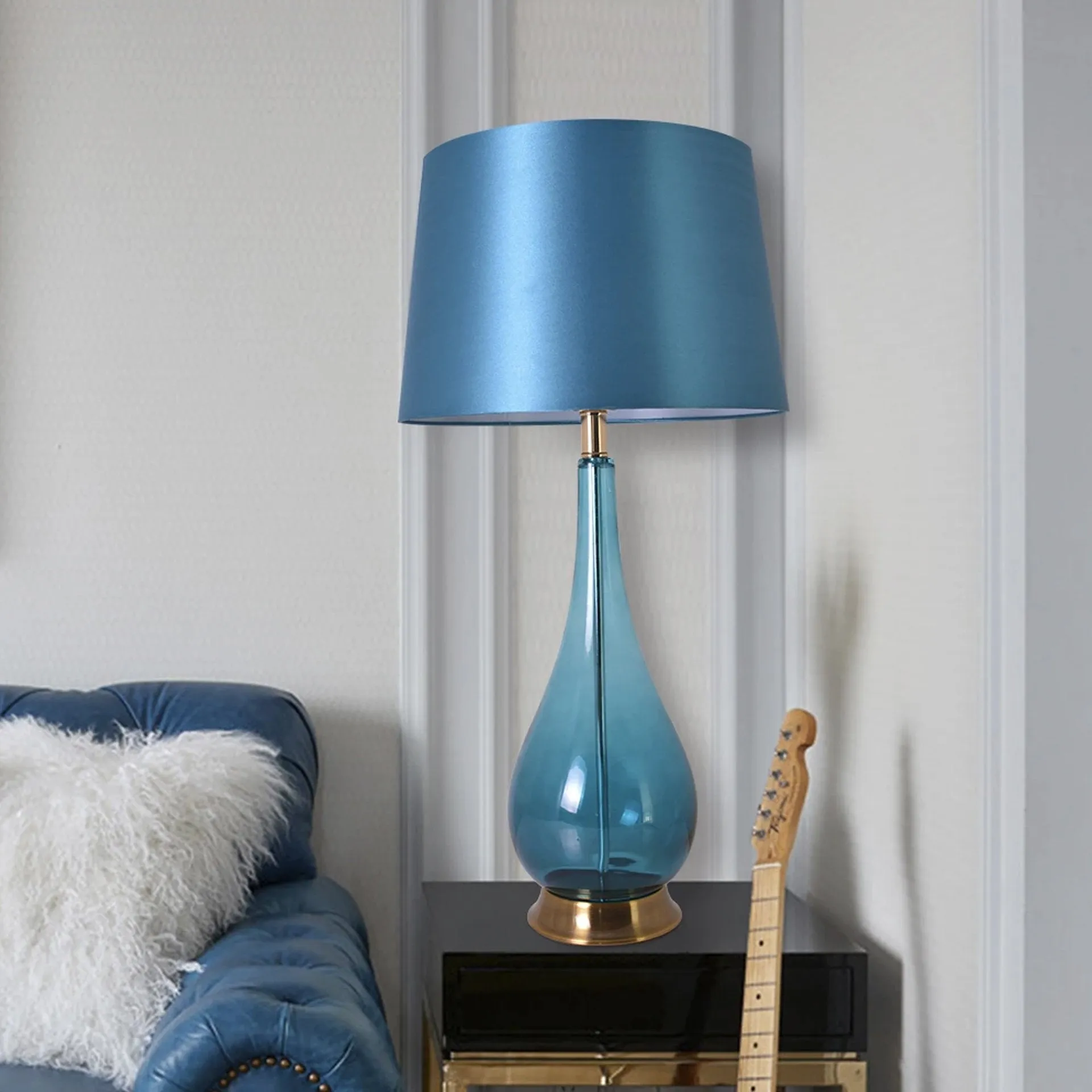 Lola Big Translucent Ombre Glass Table Lamp 30" - Blue Ombre/Blue (Set of 2)