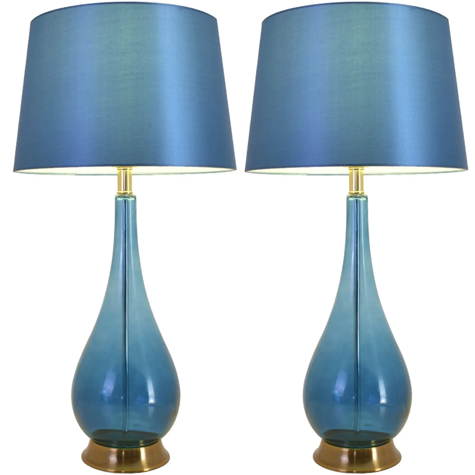 Lola Big Translucent Ombre Glass Table Lamp 30" - Blue Ombre/Blue (Set of 2)