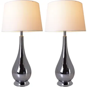 Lola Big Translucent Ombre Glass Table Lamp 30" - Chrome Ombre/White (Set of 2)