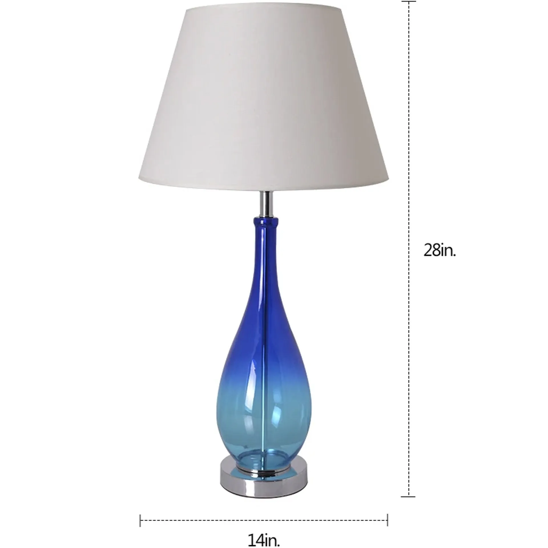 Lola Blue Ombre Droplet Glass Table Lamp 28" - Blue Ombre/Creme (Set of 2)