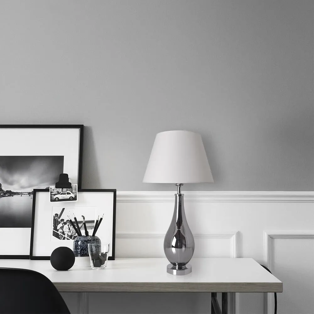 Lola Chrome Droplet Glass Table Lamp 28" - Chrome Gray/Creme