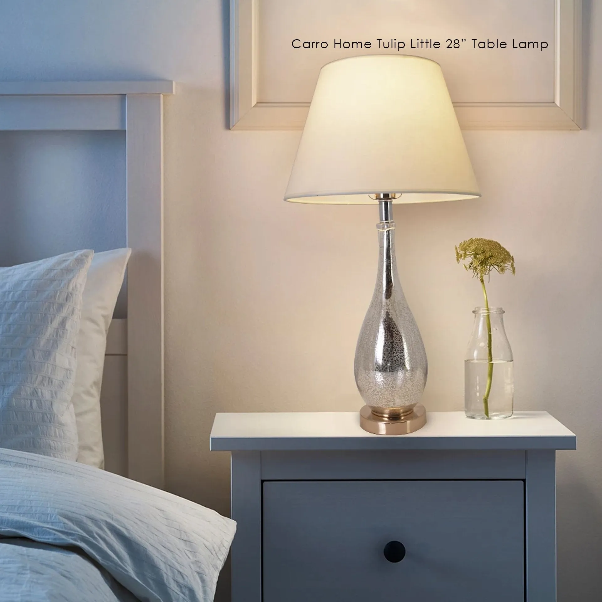 Lola Little Mercury Droplet Glass Table Lamp 28" - Gold Mercury/Creme (Set of 2)
