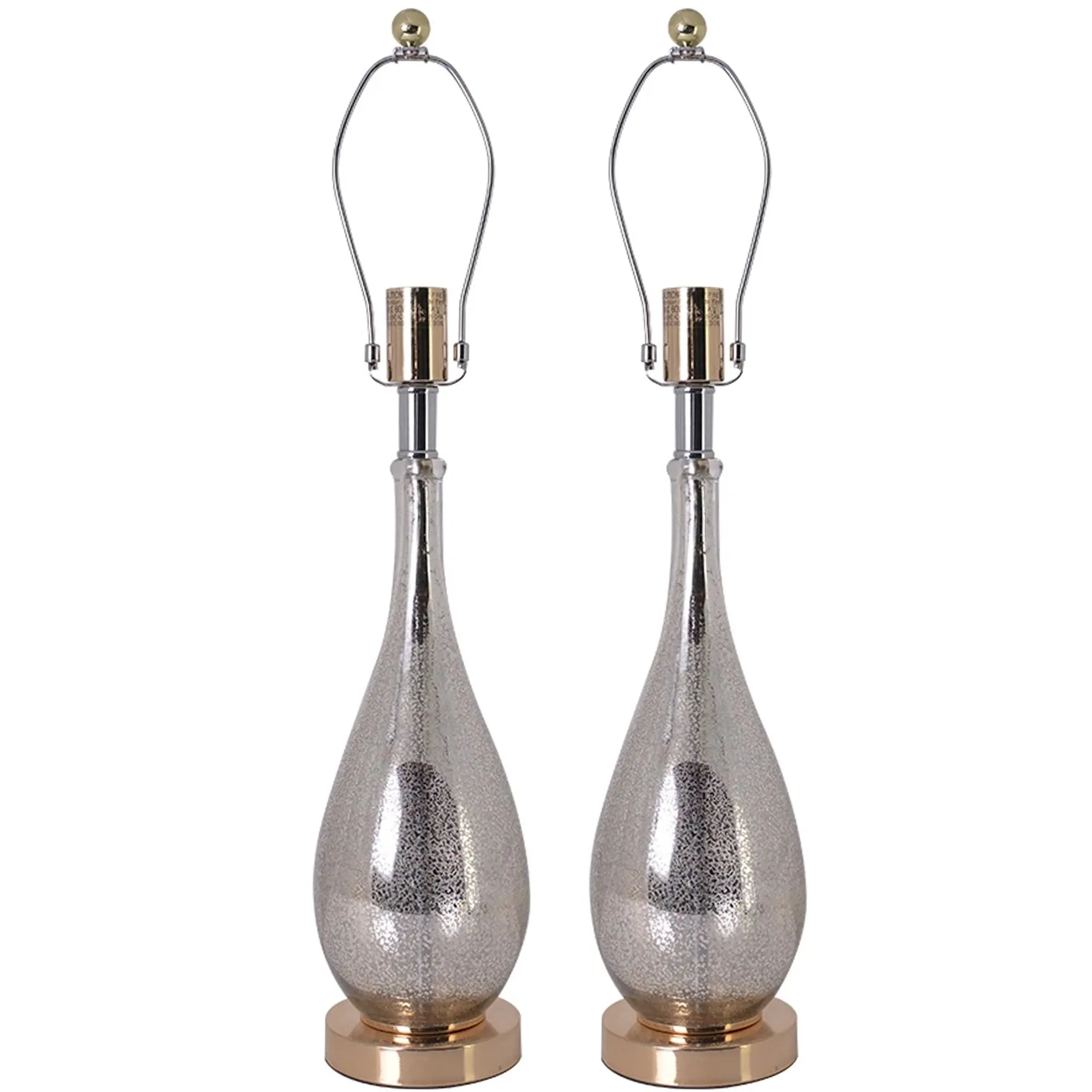 Lola Little Mercury Droplet Glass Table Lamp 28" - Gold Mercury/Creme (Set of 2)
